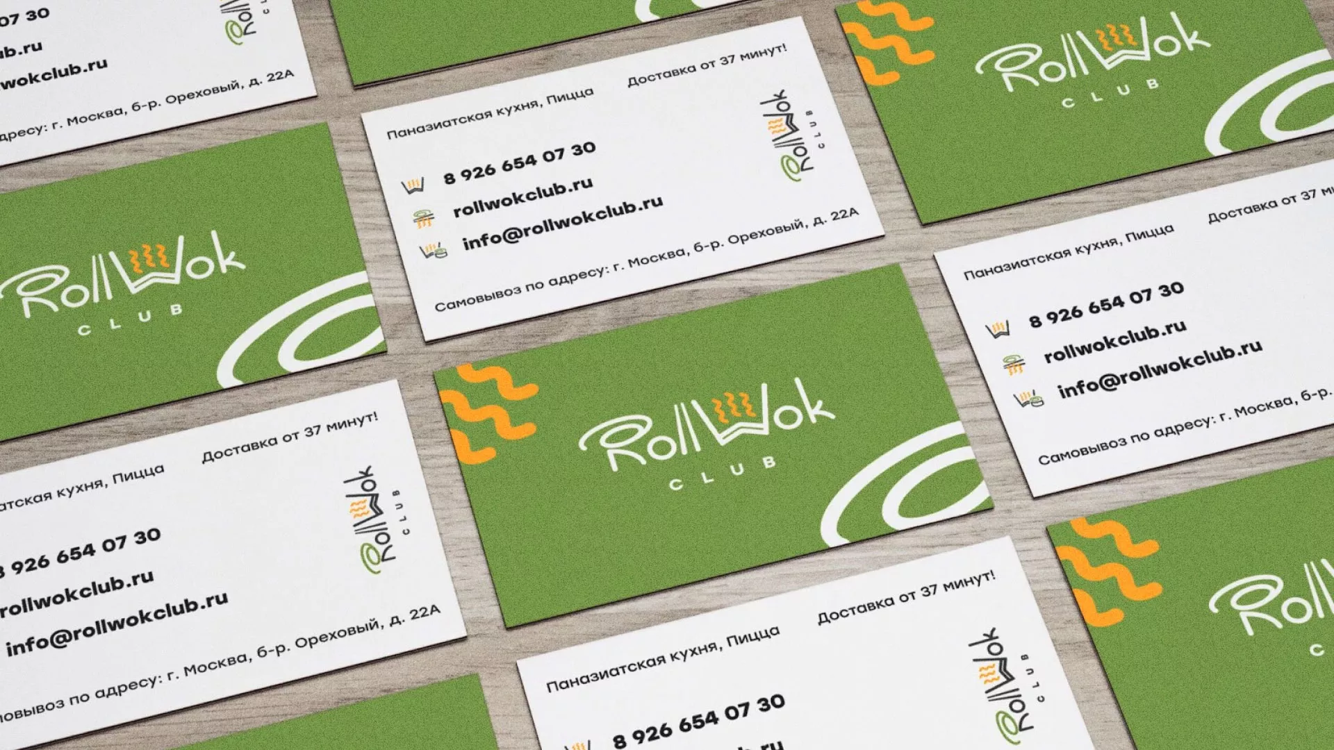 Разработка дизайна визиток суши-бара «Roll Wok Club» в Шарье